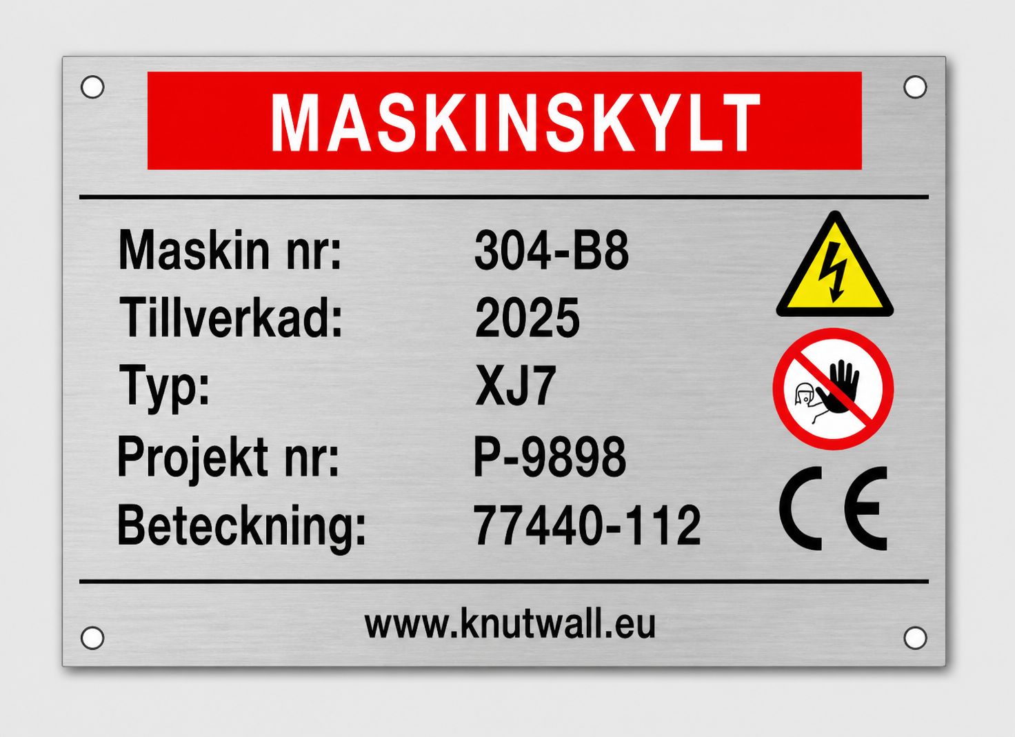 Maskinskylt borstad aluminium
