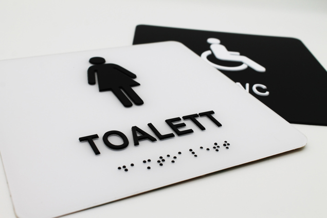 Taktile skilter toalett