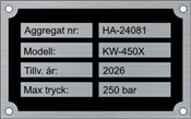 Industriskylt - Typskylt - Borstad aluminium