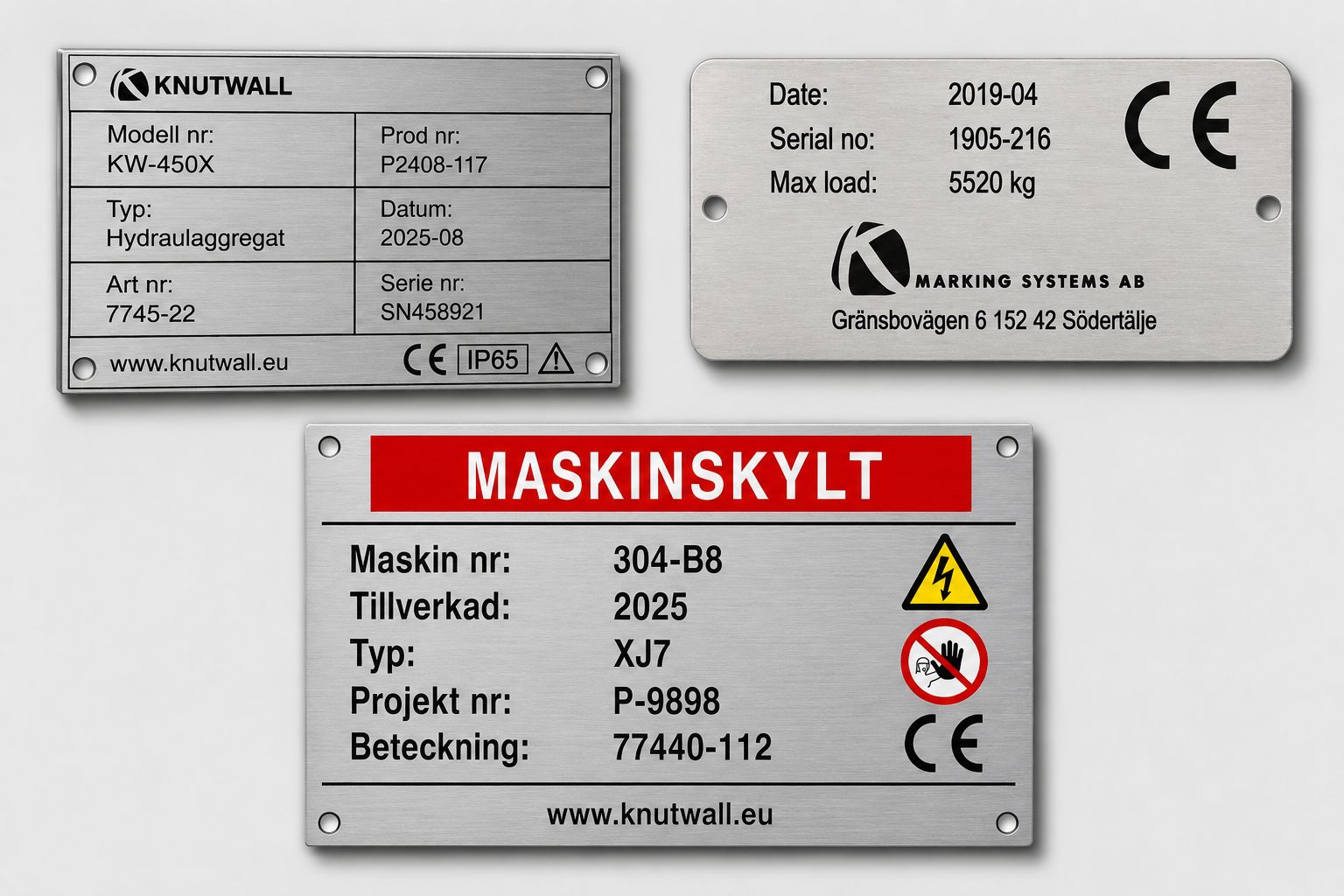 Industriskyltar - skyltar för industrier i rostfritt, aluminium och plast